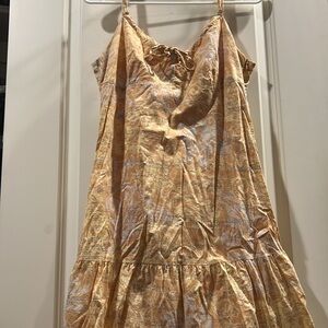 Arentura spaghetti strap tier ruffle 100%cotton midi dress lined zip side size8